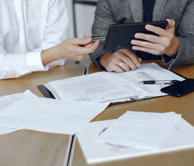 documents on table